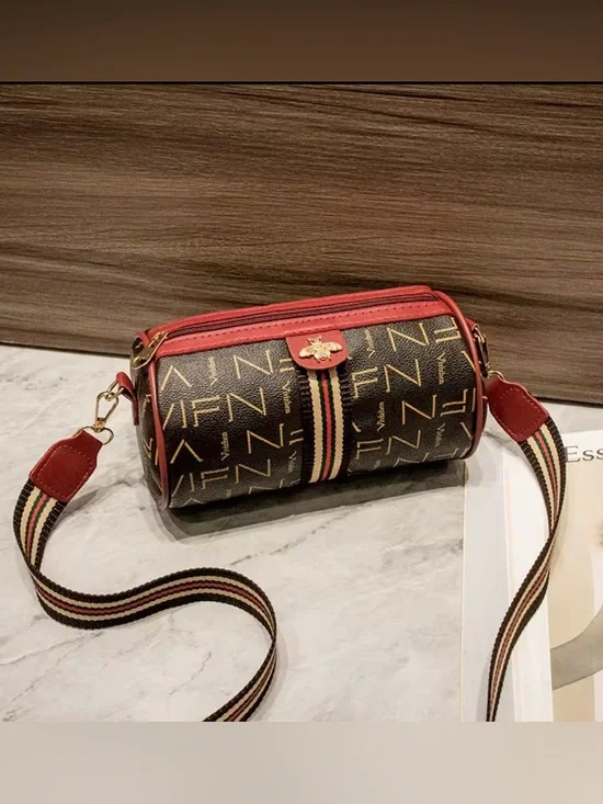 Monogram Barrel Crossbody Bag Letter Print Bee Gold Hardware 4 colors-NIP - Picture 10 of 16